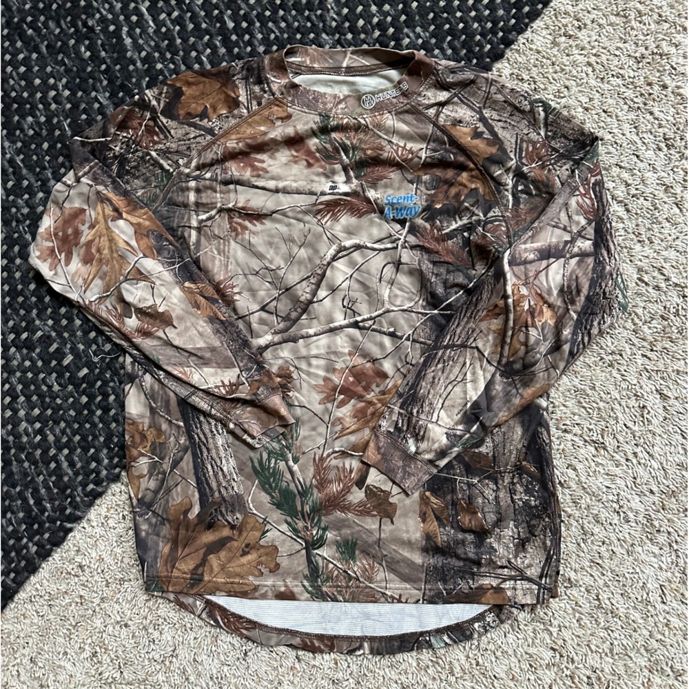 Mens XL Camo Long Sleeve Shirt Scent-Away Realtree Top‎ Deer Hunting Base Layer
